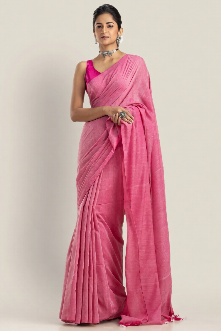 Sweet Blush - Bengal Khadi Cotton Saree