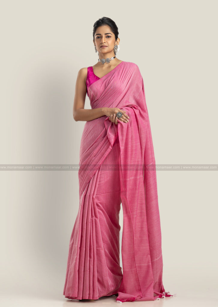 Sweet Blush - Bengal Khadi Cotton Saree