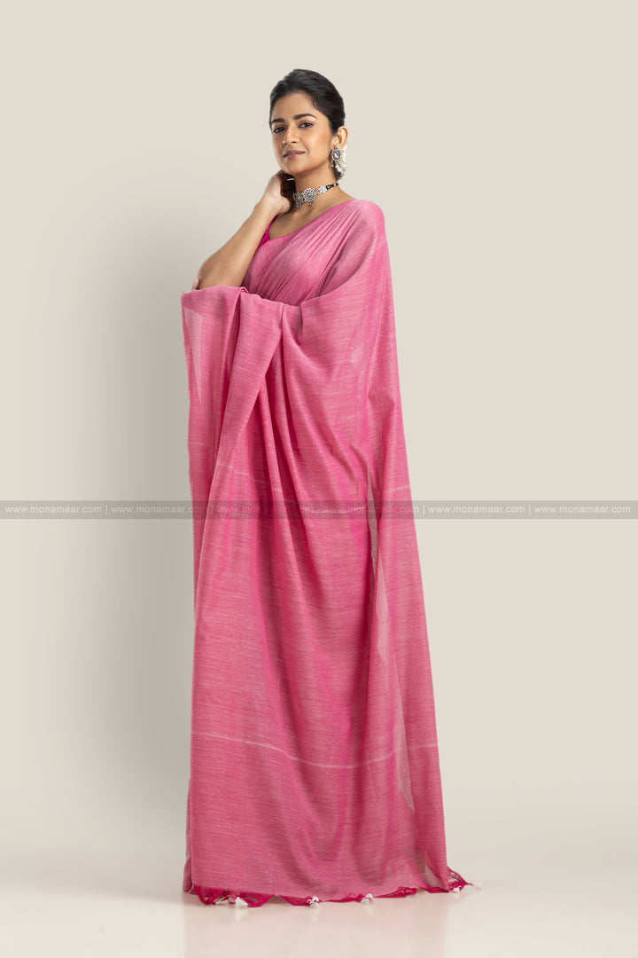 Sweet Blush - Bengal Khadi Cotton Saree