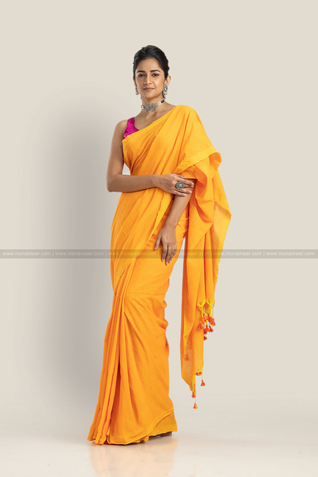 Daisy Yellow - Bengal Khadi Cotton Saree