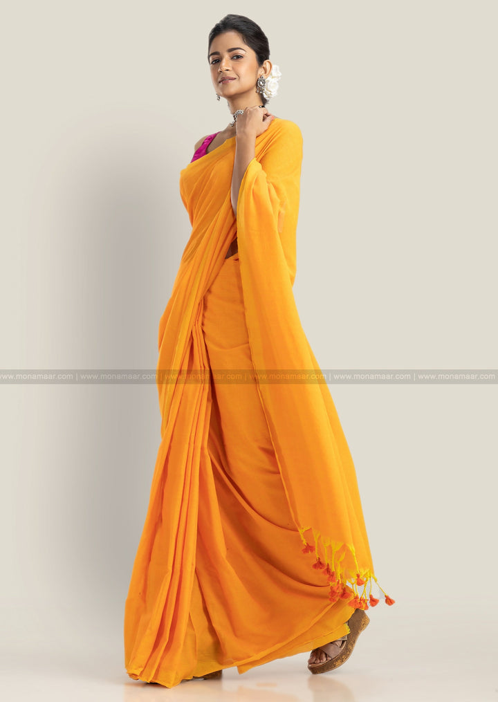 Daisy Yellow - Bengal Khadi Cotton Saree