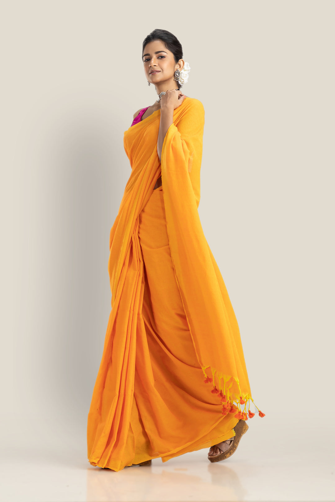 Daisy Yellow - Bengal Khadi Cotton Saree