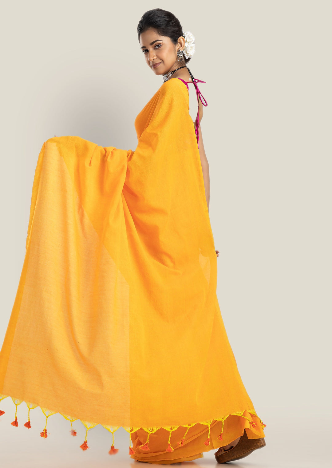 Daisy Yellow - Bengal Khadi Cotton Saree