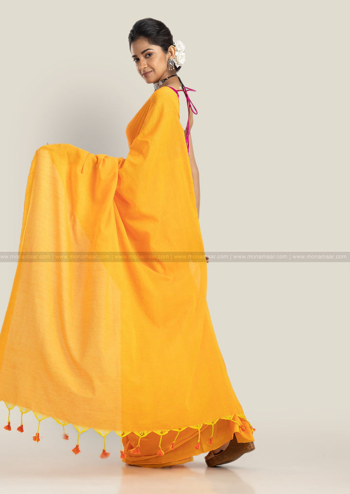 Daisy Yellow - Bengal Khadi Cotton Saree