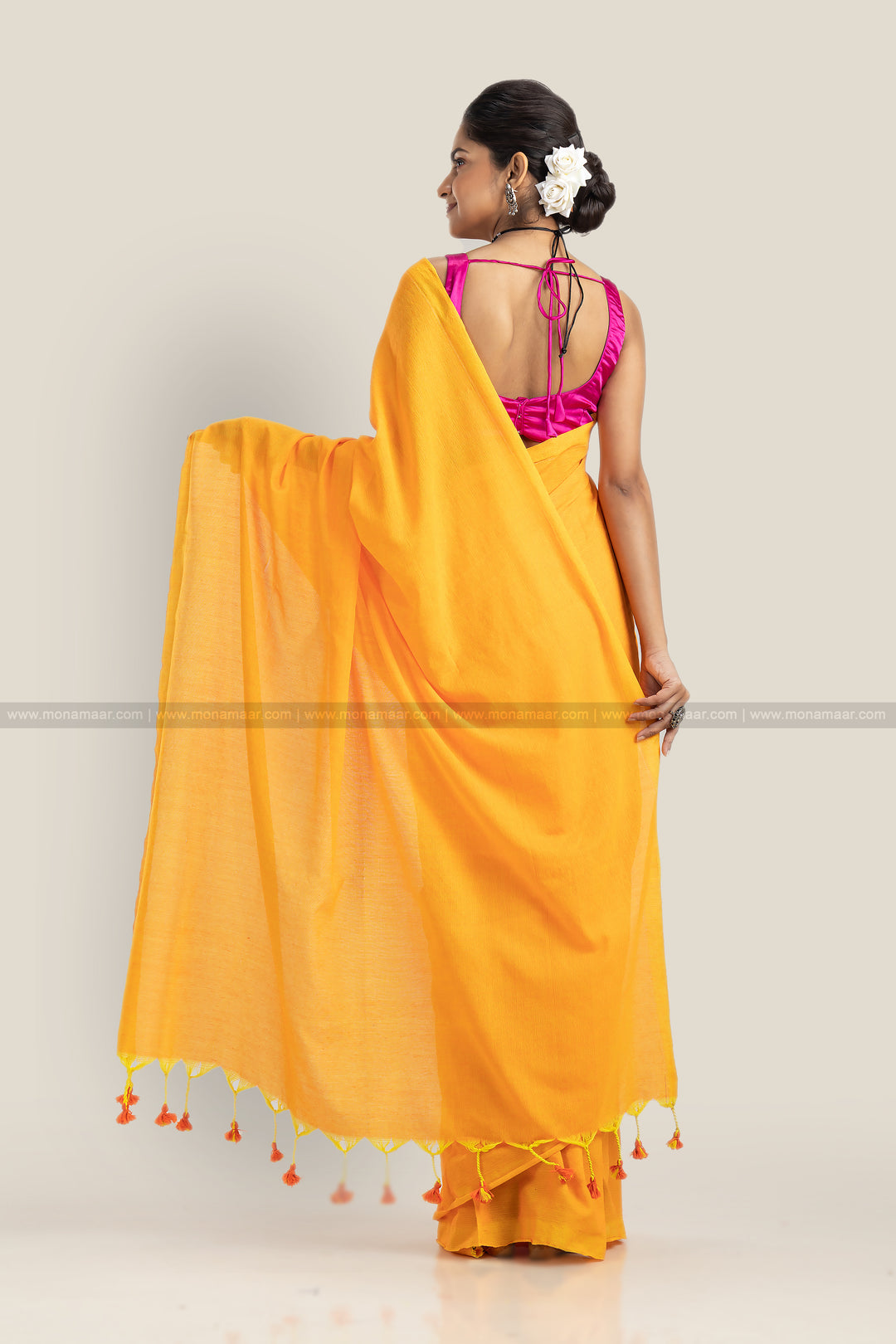 Daisy Yellow - Bengal Khadi Cotton Saree