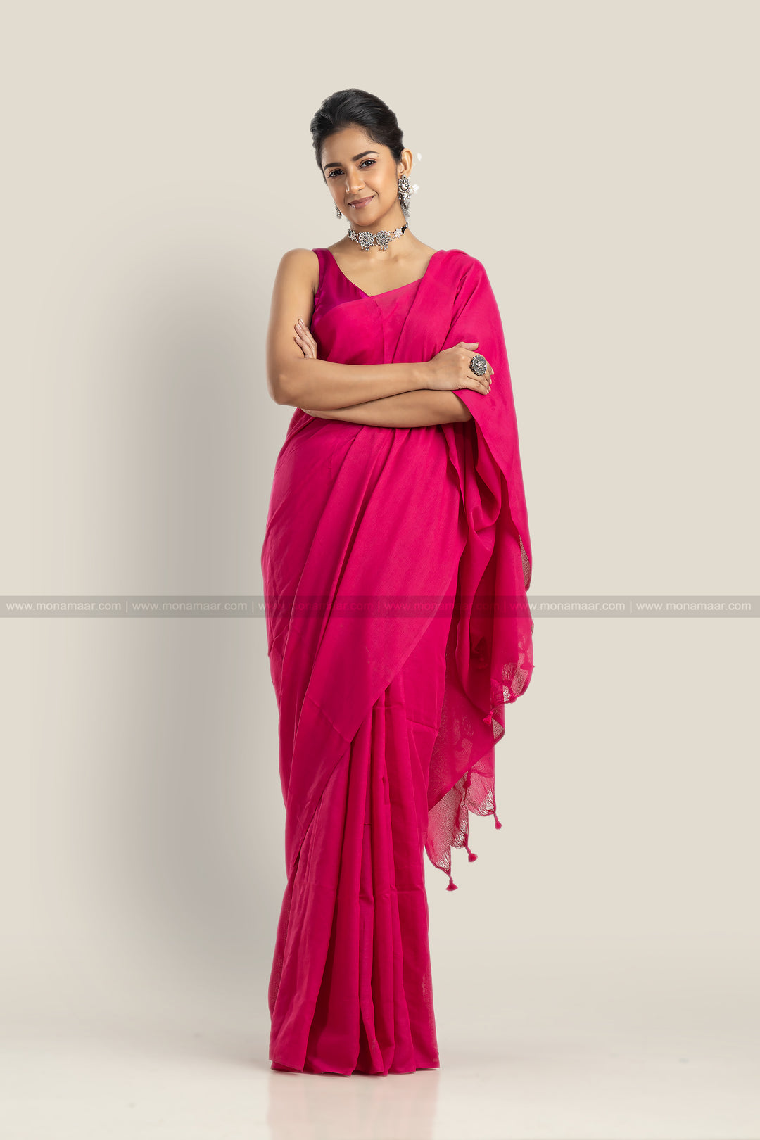 NightSong - Pink Khadi Cotton Saree