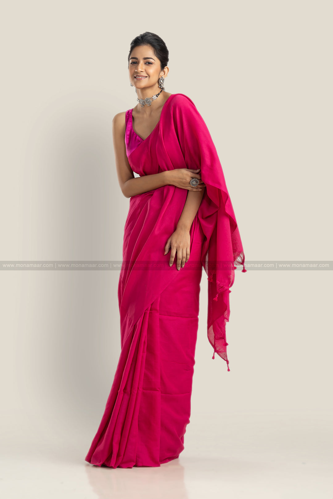 NightSong - Pink Khadi Cotton Saree