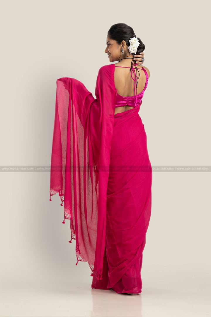 NightSong - Pink Khadi Cotton Saree