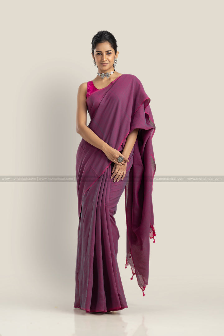 Pine Purple- Khadi Cotton Saree