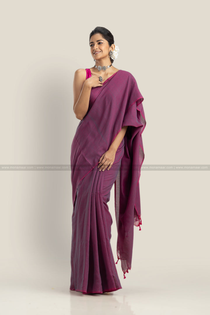 Pine Purple- Khadi Cotton Saree