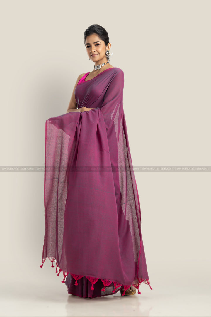 Pine Purple- Khadi Cotton Saree