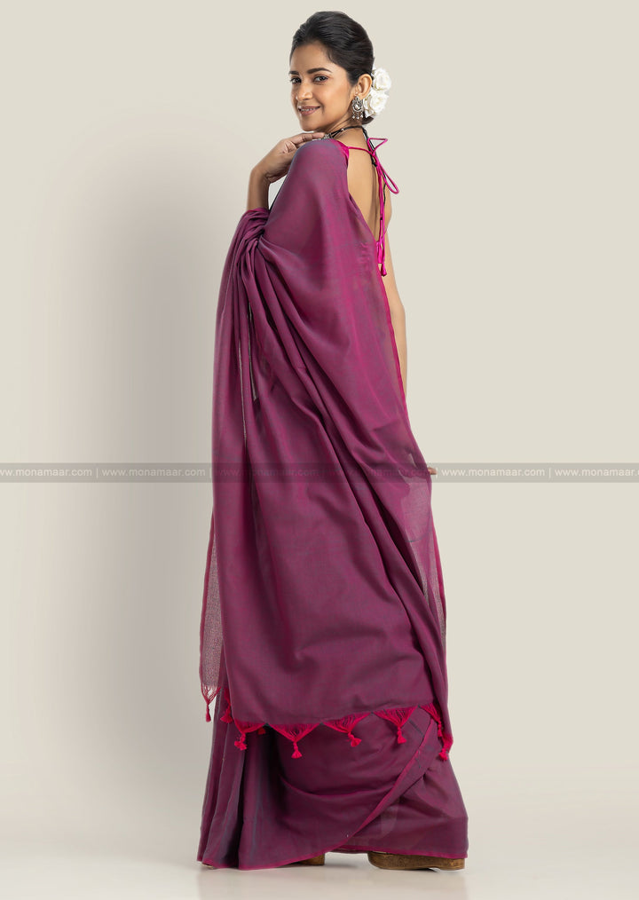 Pine Purple- Khadi Cotton Saree