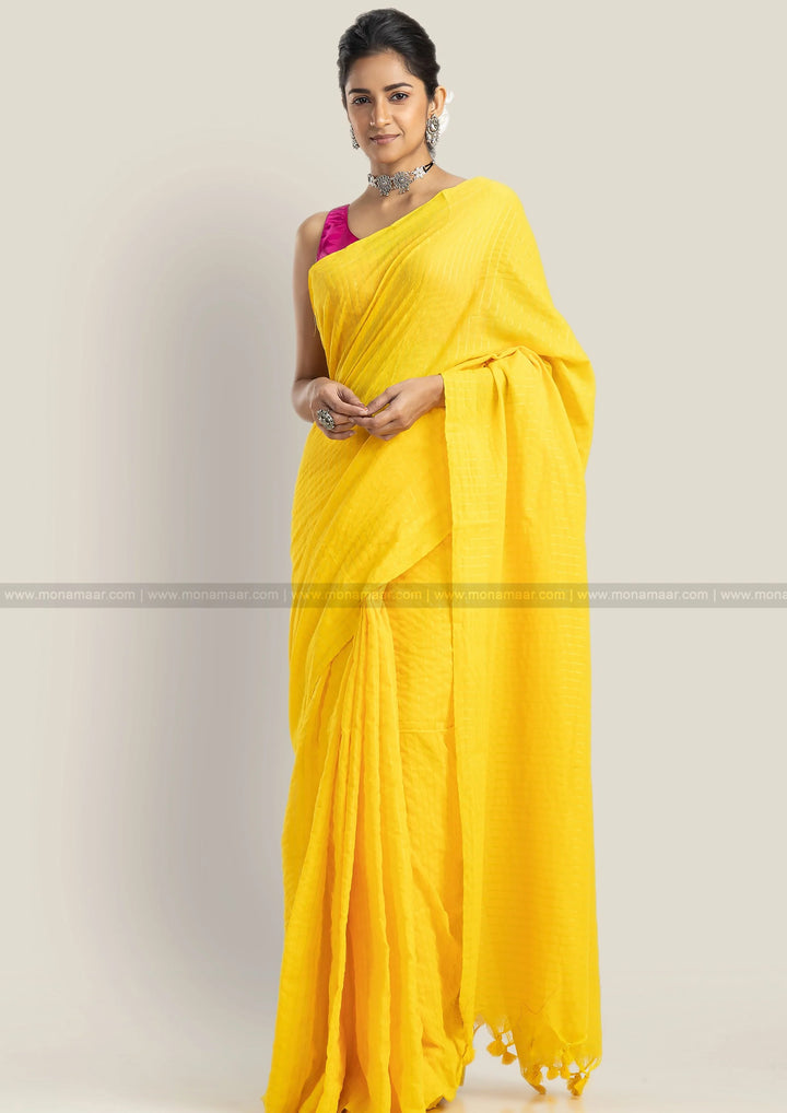 Raw Gold-  Khadi Cotton Saree( Bengal Handloom)