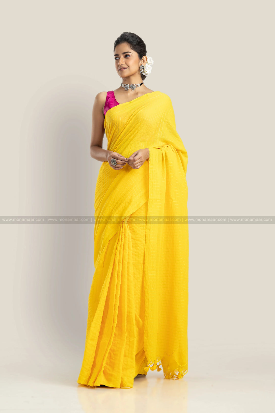 Raw Gold-  Khadi Cotton Saree( Bengal Handloom)