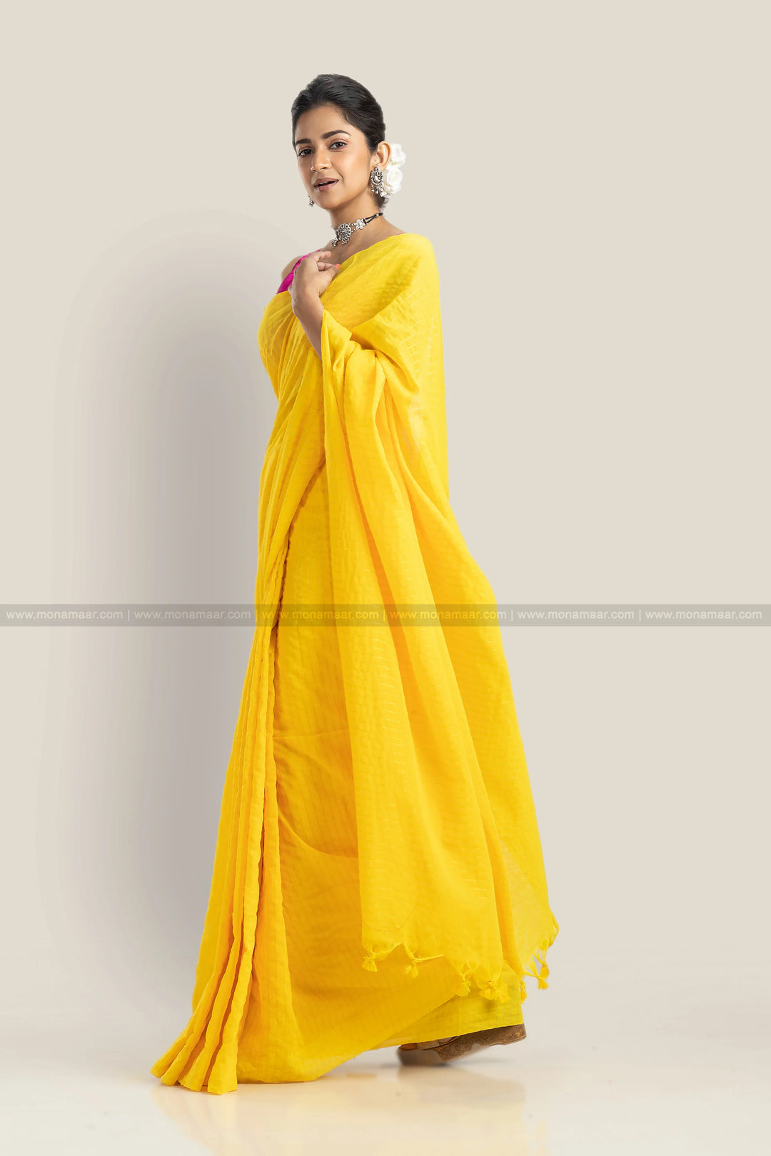 Raw Gold-  Khadi Cotton Saree( Bengal Handloom)