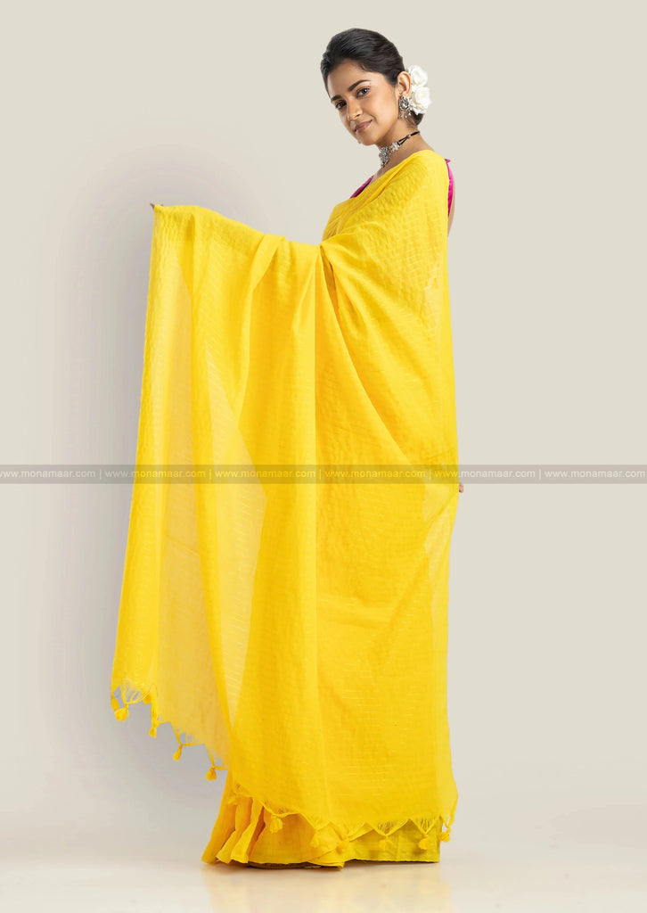 Raw Gold-  Khadi Cotton Saree( Bengal Handloom)