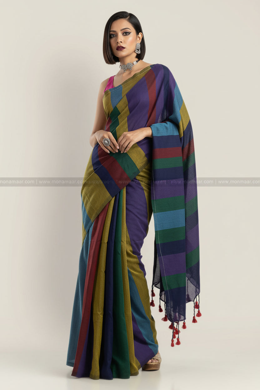 Rangotsav Stripe Cotton Saree