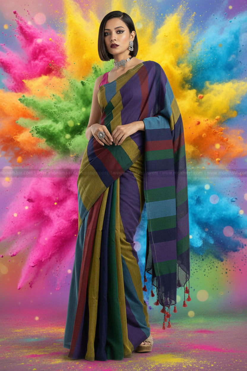 Rangotsav Stripe Cotton Saree