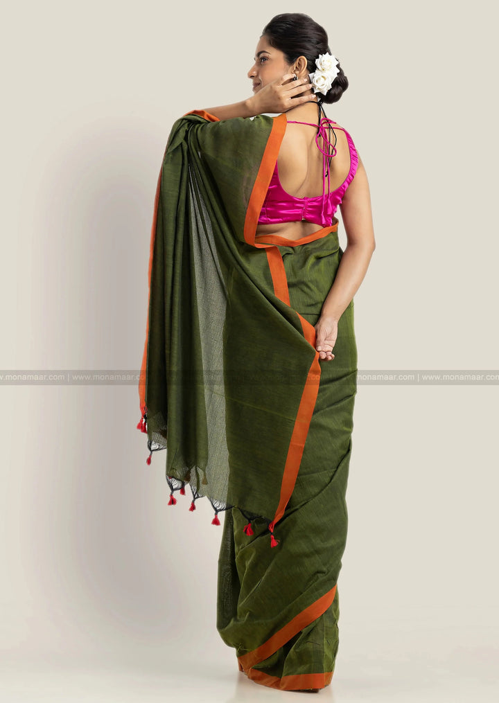 Repeated Chorus- Khadi Cotton Saree (Green)