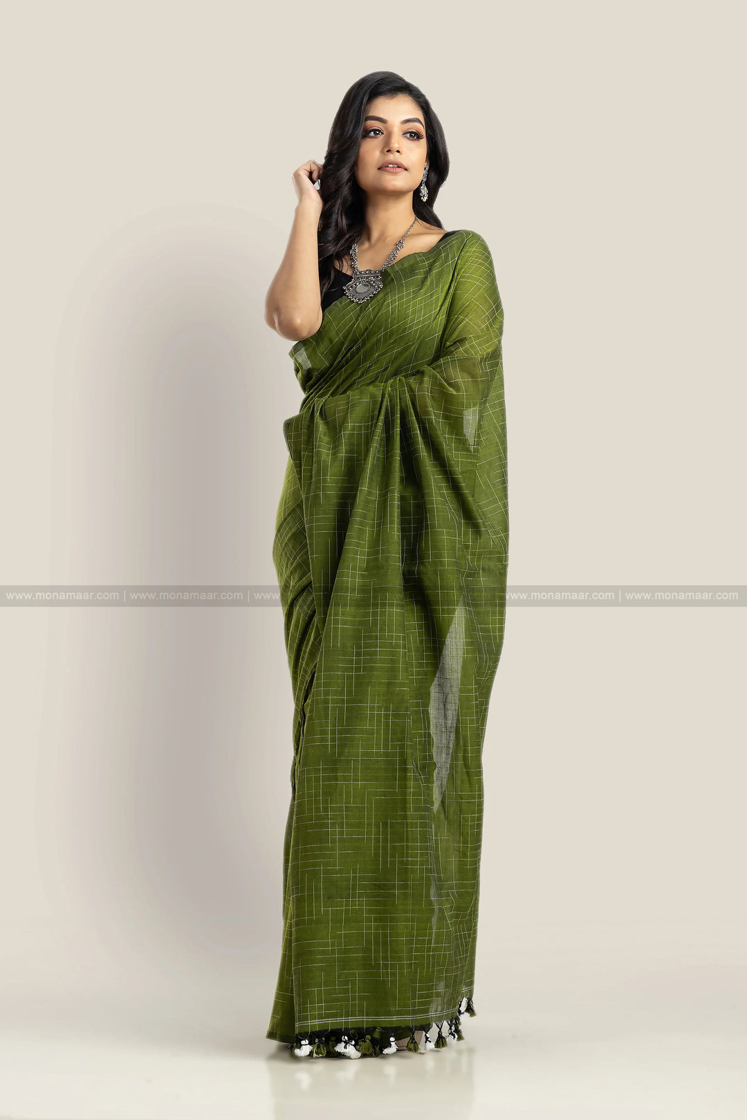 Vantara-- Criss Cross Khadi Cotton Saree