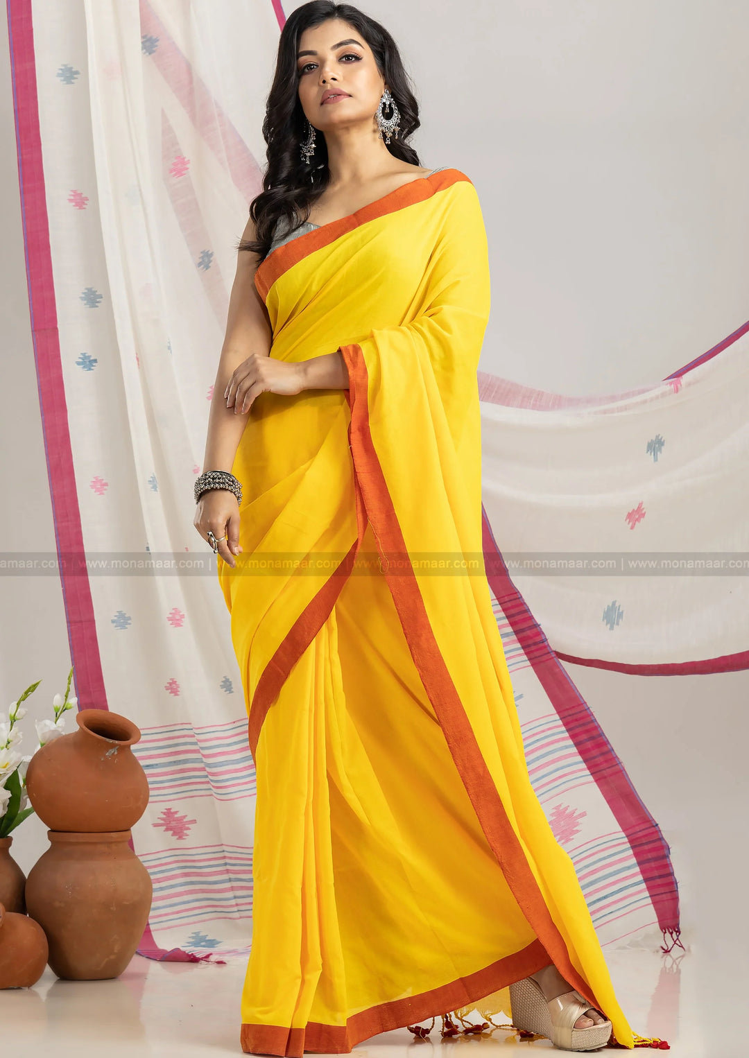 Sun Moon - Khadi Cotton Saree( Bengal Handloom)