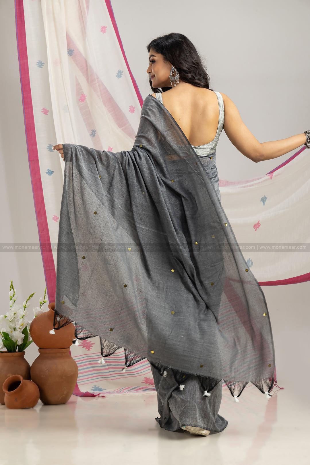 Ash Flim - Khadi Cotton Saree