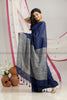Wisley Crafted  -Blue Bengal Stripe Khadi Saree