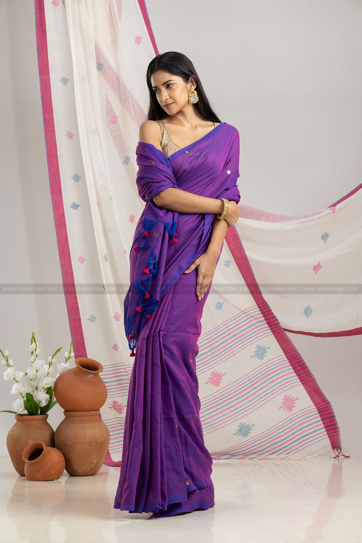 Purple Night - Khadi Cotton Saree