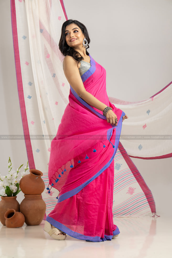 Bengal Khadi Saree(Pink)