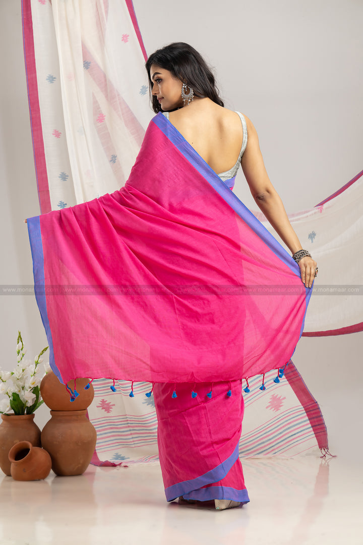 Bengal Khadi Saree(Pink)