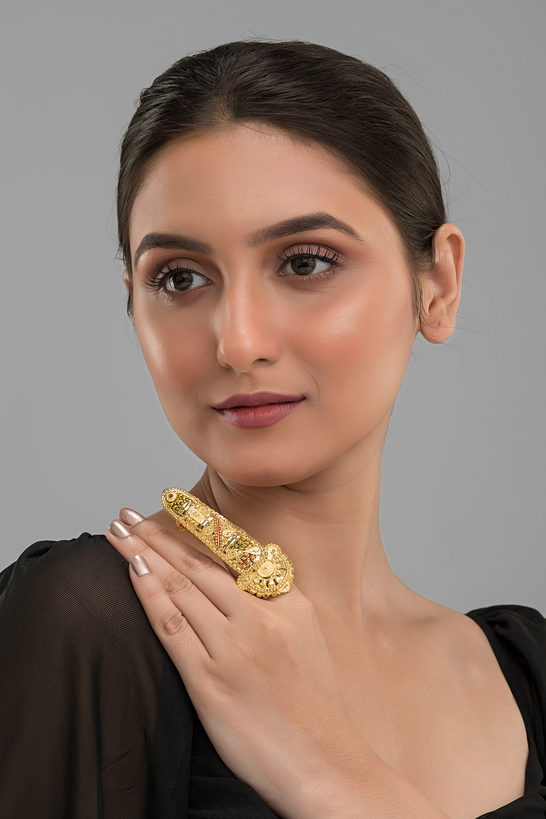 Agni -shikha Gold Plated Full Finger Ring