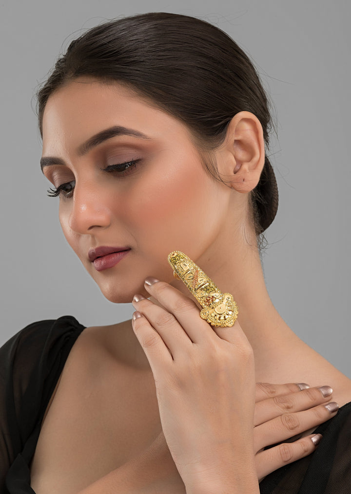 Agni -shikha Gold Plated Full Finger Ring