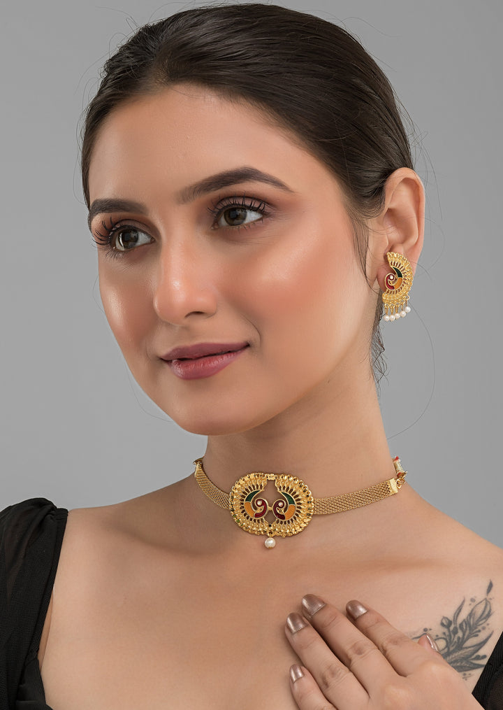 Mayuri- Gold Plated Chocker Necklace set