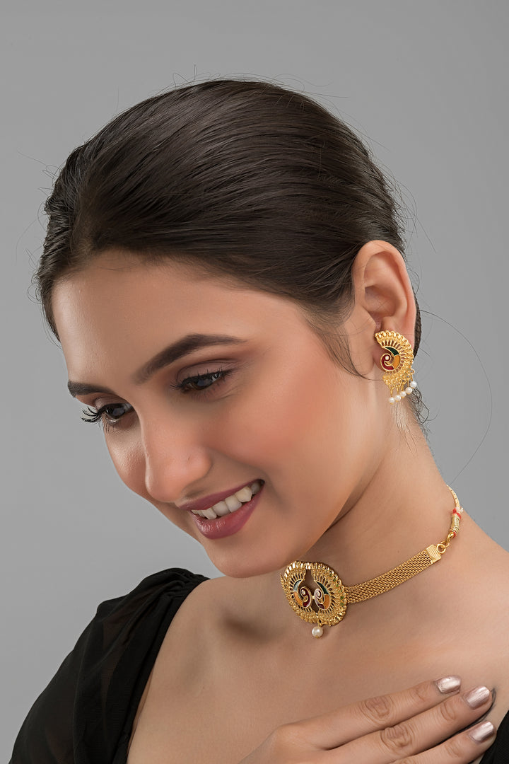 Mayuri- Gold Plated Chocker Necklace set