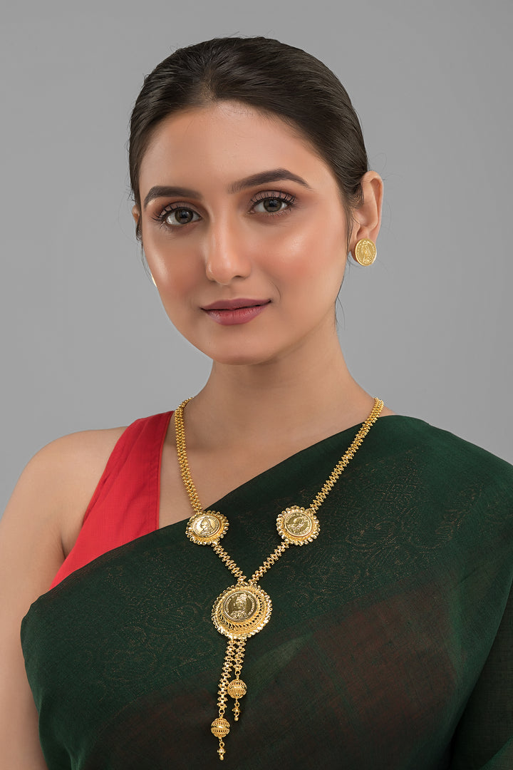 Trimukhee Gold Plated Gini Haar [ Long Chain]