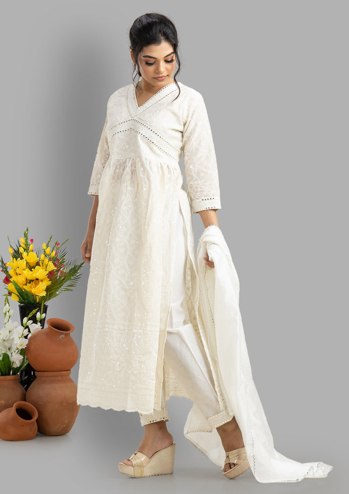 White Love Exclusive Chikankari Set