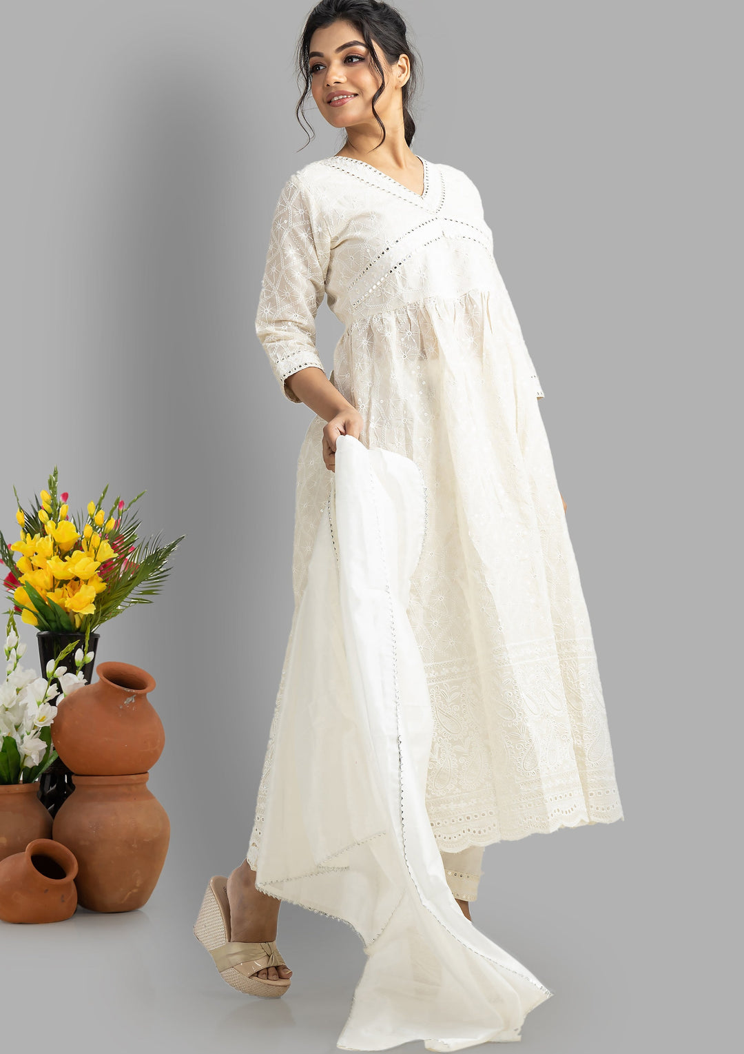 White Love Exclusive Chikankari Set