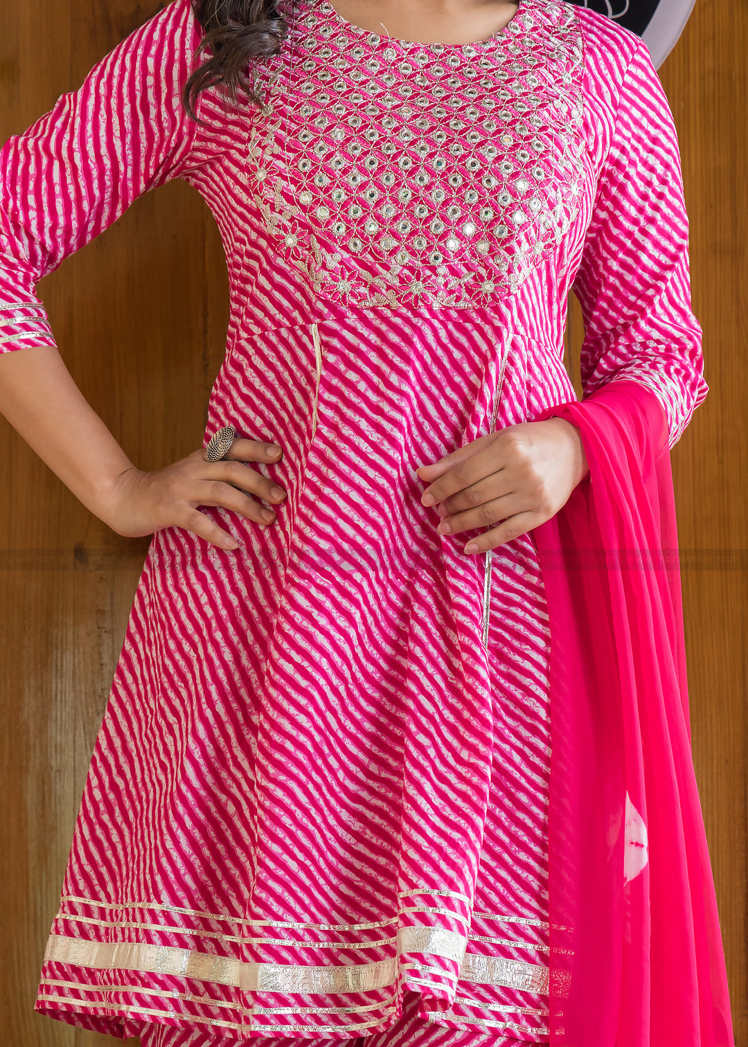 Fascinating Lehriya Jaipur Kurti Sharara Set