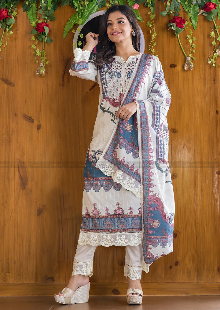 Classic Ivory Pakistani Style Kurti Set