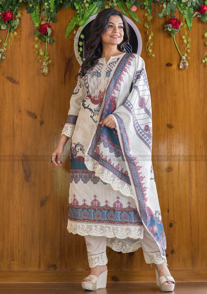 Classic Ivory Pakistani Style Kurti Set