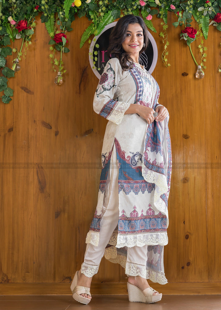 Classic Ivory Pakistani Style Kurti Set