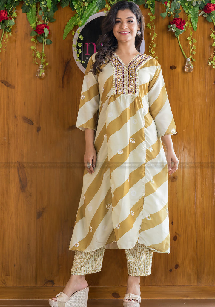 Rangoli Leheriya Jaipur Kurti Set