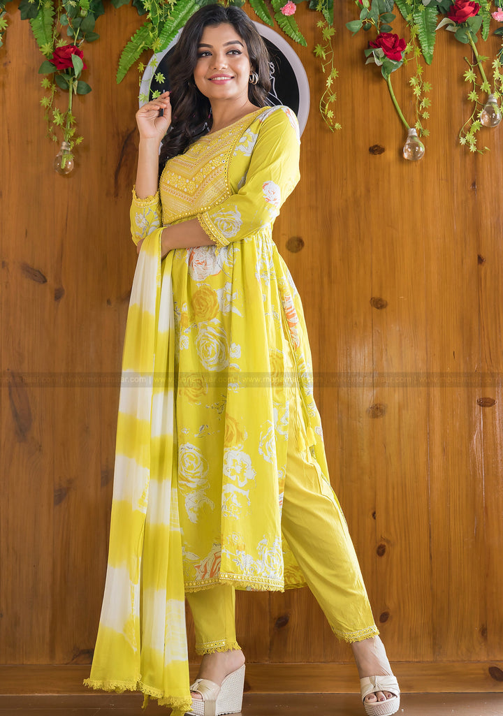 Warmth of Yellow Naira Cut Kurti Set