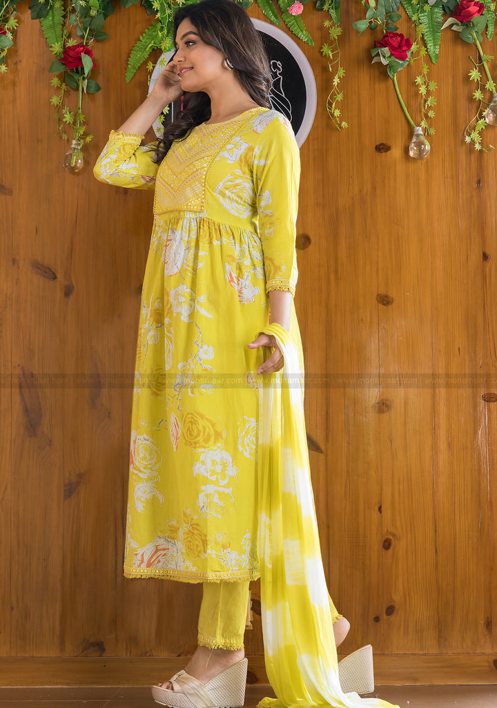 Warmth of Yellow Naira Cut Kurti Set