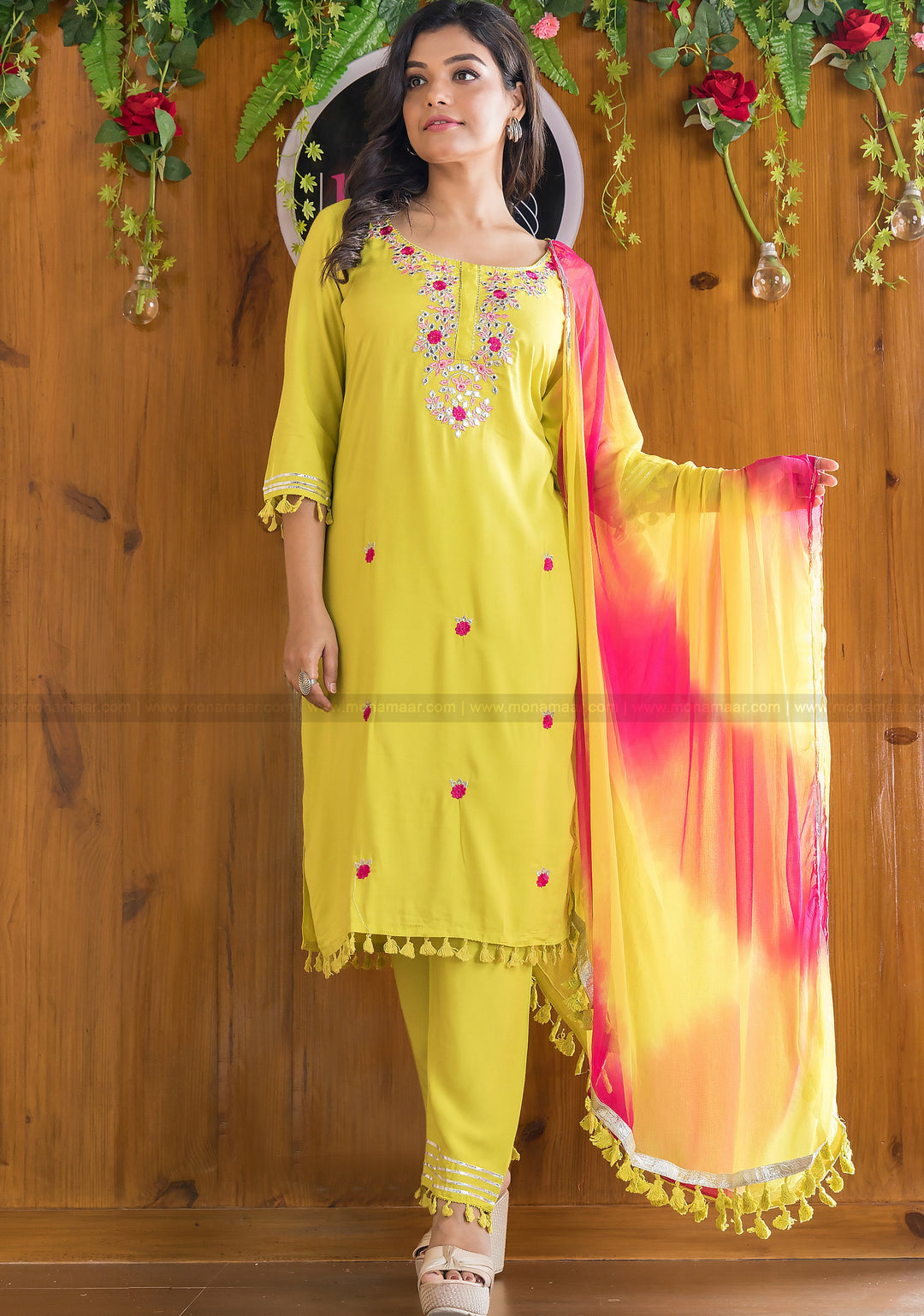 Slice of Lemon With Lovable Pink Jaipur Kurti Set