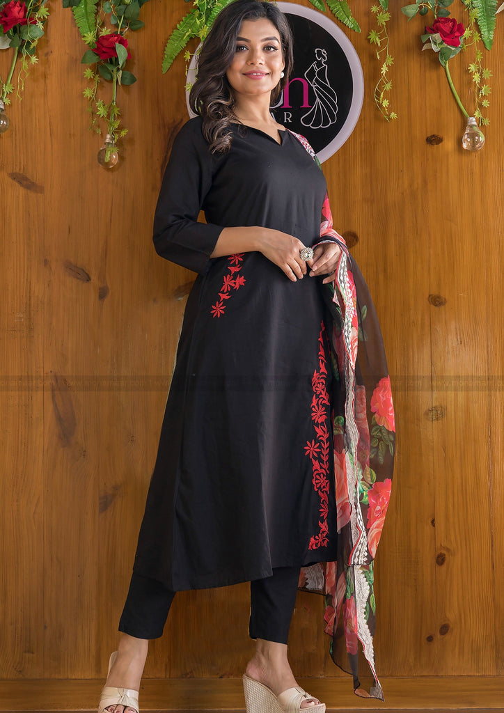 Black Designer Kurti Set