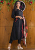 Back To Black Designer Kurti Set With Organza Dupatta