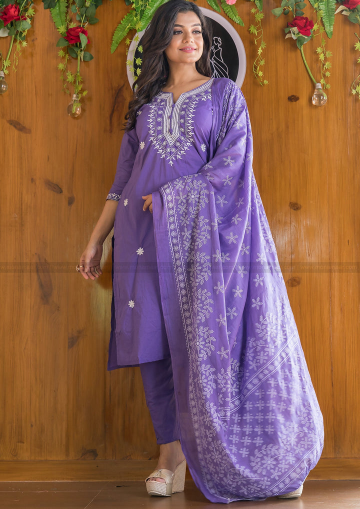 Fragrant Orchid Jaipur Kurti Set