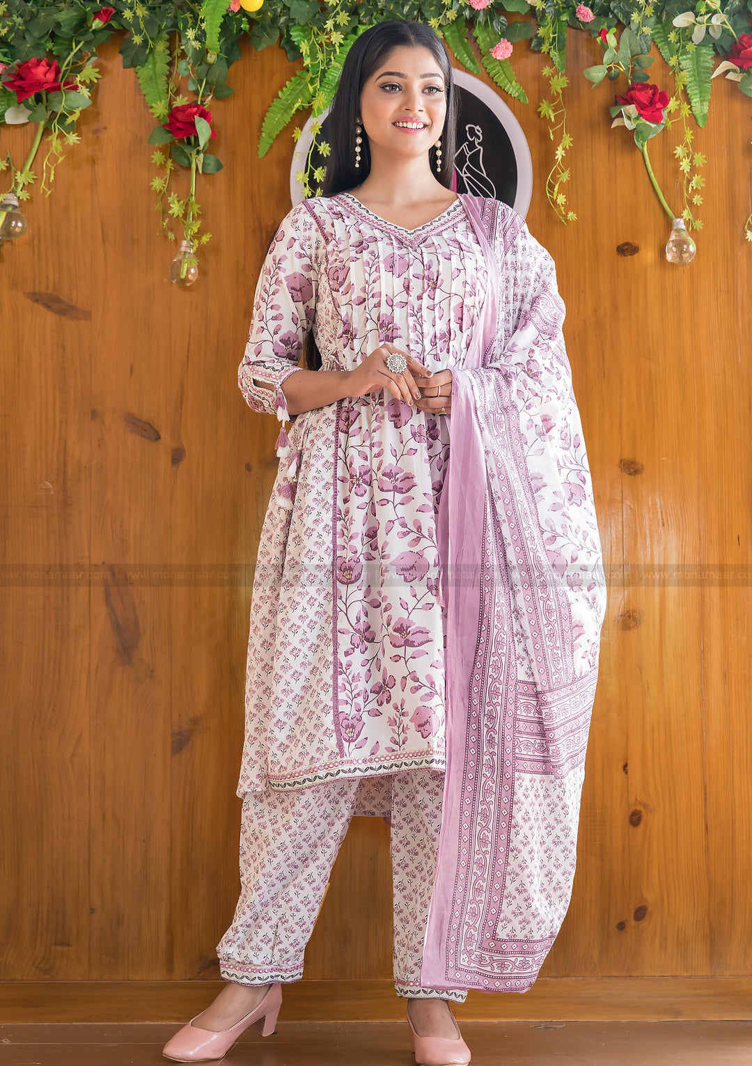 Floral Destination Afghani Kurti Set