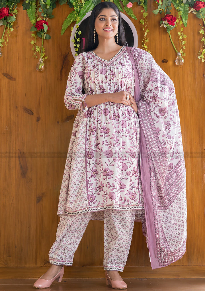 Floral Destination Afghani Kurti Set